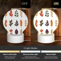 Round Acrylic Night Light, A Collection Of Different Colored Leaves. 4 Round Acrylic Night Light, A Collection Of Different Colored Leaves. -Nuas Diy Shop 25457fe60dcd9b3a7855ed061959eb36736f7731