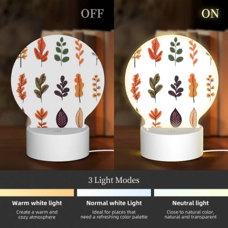 Round Acrylic Night Light, A collection of different colored leaves. Round Acrylic Night Light, A Collection Of Different Colored Leaves. -Nuas Diy Shop 25457fe60dcd9b3a7855ed061959eb36736f7731