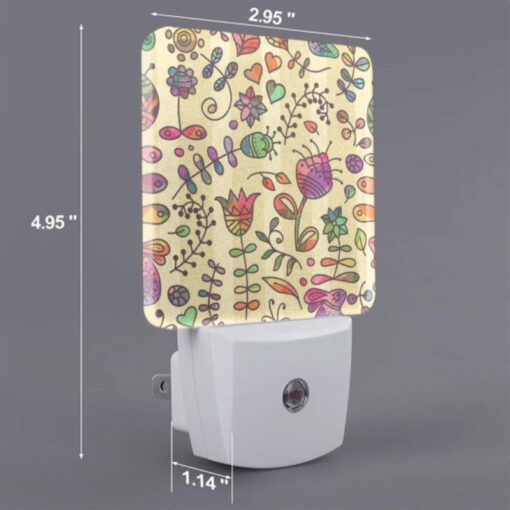 Night Light, A Colorful Flower Pattern On A Wallpaper. -Nuas Diy Shop 259230231539a8ced508d92af8074ca6d4d8f73d