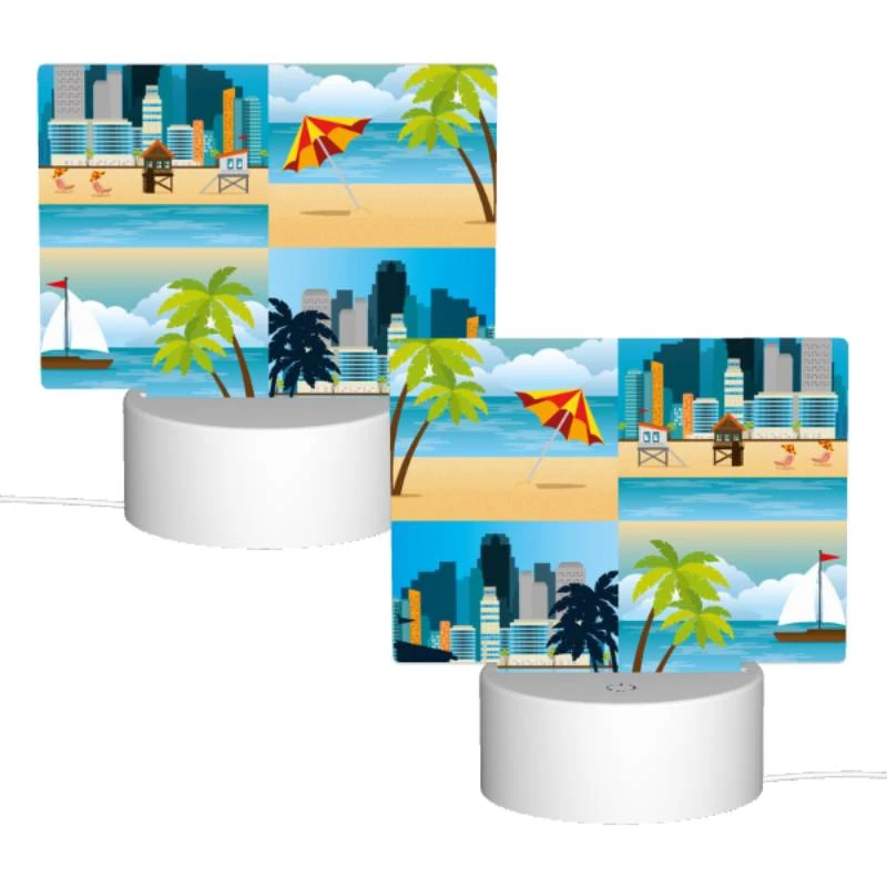 Rectangular Acrylic Night Light, A cityscape with a beach and palm trees. Rectangular Acrylic Night Light, A Cityscape With A Beach And Palm Trees. -Nuas Diy Shop 25a1ce41484a9686da6e1d65fd5671ce386e1224