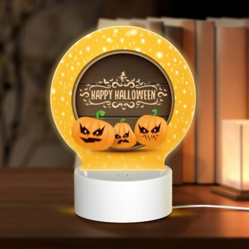 Round Acrylic Night Light, Three Pumpkins With Scary Faces On Them. -Nuas Diy Shop 26e400834a2e65e461d6844d83147da75de69361