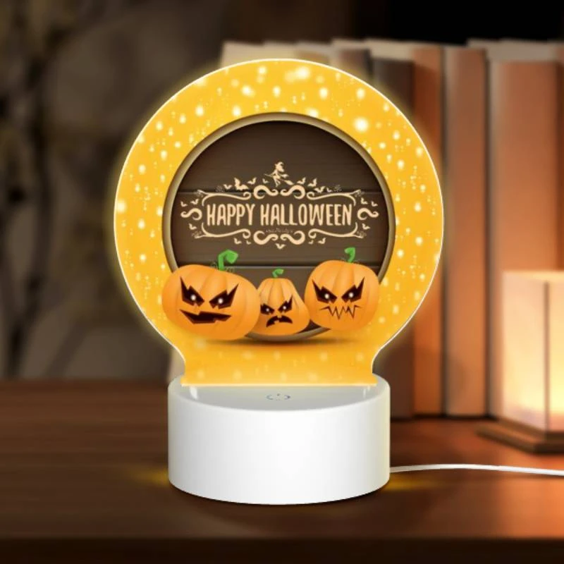 Round Acrylic Night Light, Three pumpkins with scary faces on them. Round Acrylic Night Light, Three Pumpkins With Scary Faces On Them. -Nuas Diy Shop 26e400834a2e65e461d6844d83147da75de69361