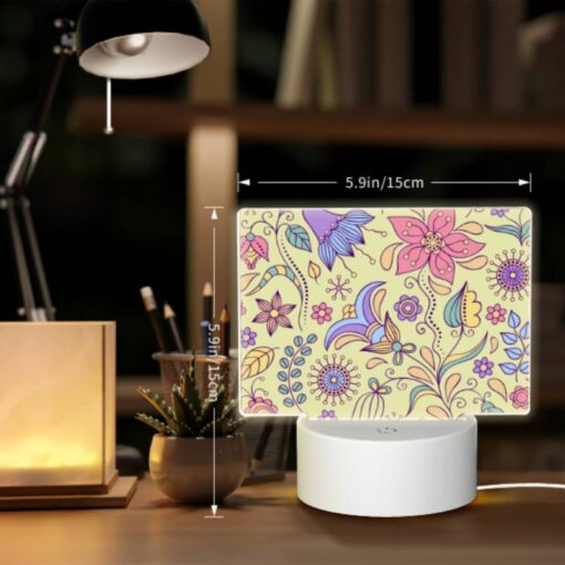 Rectangular Acrylic Night Light, A Colorful Floral Pattern With Purple -Nuas Diy Shop 272e1e10e3184a68daa7183bbc8193cac7f7842e