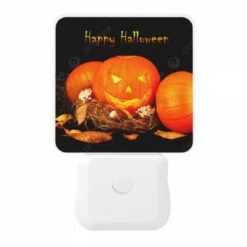 Night Light, Three Pumpkins Are Arranged In Front Of A Sign That Says "Happy Halloween." -Nuas Diy Shop 27e642040d09c6f402e296f7f93819a3ef2e8934