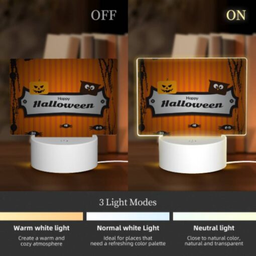 Rectangular Acrylic Night Light, A Sign That Says Happy Halloween. -Nuas Diy Shop 2891b1cced8335be241ac1bc4f959ebf8b4bb7dc