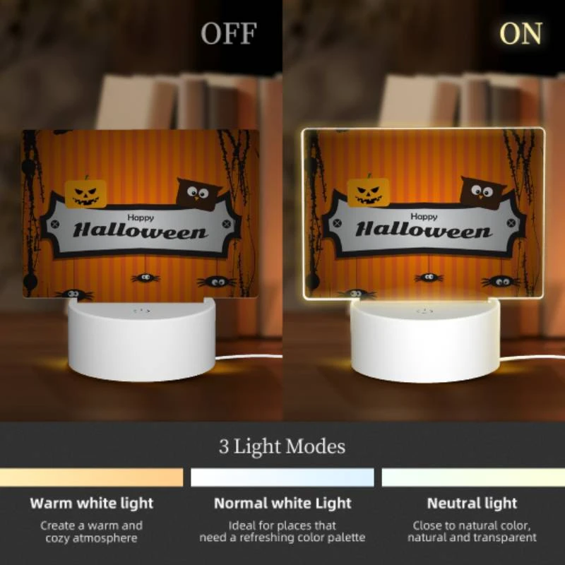 Rectangular Acrylic Night Light, A sign that says Happy Halloween. Rectangular Acrylic Night Light, A Sign That Says Happy Halloween. -Nuas Diy Shop 2891b1cced8335be241ac1bc4f959ebf8b4bb7dc