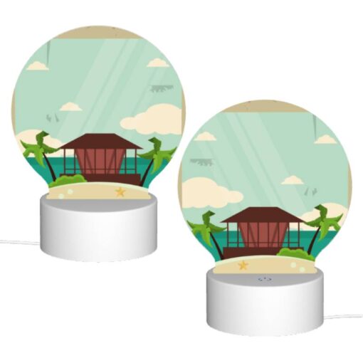 Round Acrylic Night Light, A Beach Scene With A House And Palm Trees. -Nuas Diy Shop 28bdc5b5574af25b31971d58cf6e5dd55c5b8685