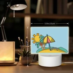 Rectangular Acrylic Night Light, A Cartoon Of A Beach With A Sun -Nuas Diy Shop 28d8a755620a27d98abe74bb16cefd8fe561d77e