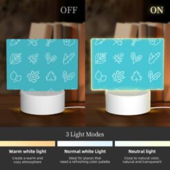 Rectangular Acrylic Night Light, A Collection Of Leaves And Flowers In Black And White. -Nuas Diy Shop 291074a782b6887af34310e8728266383f9e9ab1