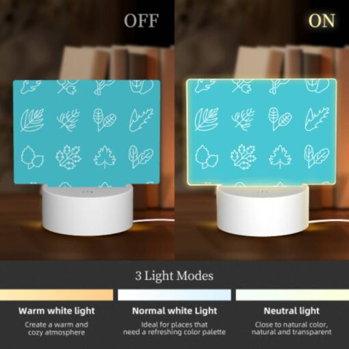 Rectangular Acrylic Night Light, A Collection Of Leaves And Flowers In Black And White. -Nuas Diy Shop 291074a782b6887af34310e8728266383f9e9ab1