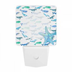 Night Light, A Blue And White Starfish Is Surrounded By A Group Of Blue And White Whales. -Nuas Diy Shop 293c0bf56fec03bd78a1fecb83d2da6368d19c17
