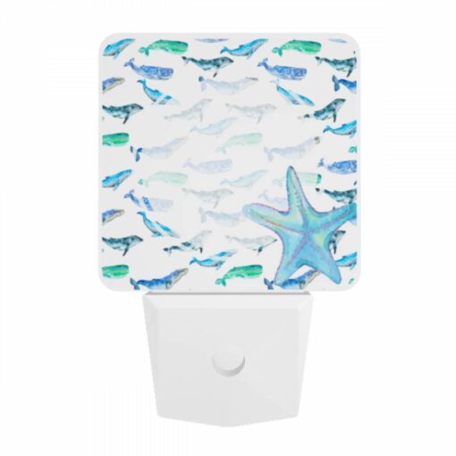 Night Light, A Blue And White Starfish Is Surrounded By A Group Of Blue And White Whales. -Nuas Diy Shop 293c0bf56fec03bd78a1fecb83d2da6368d19c17