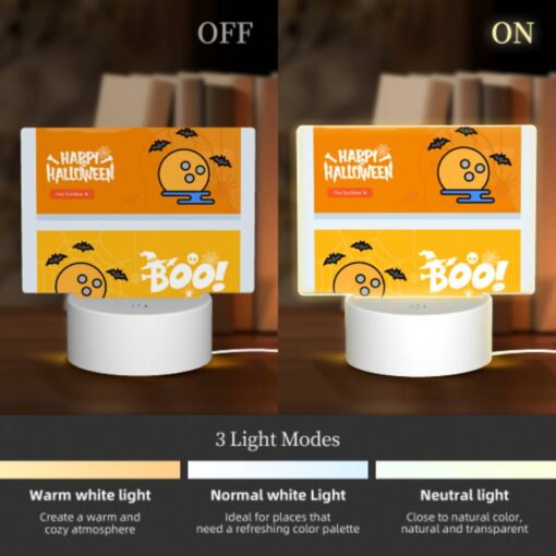 Rectangular Acrylic Night Light, A Halloween Themed Advertisement With A Pumpkin And Bats. -Nuas Diy Shop 29cb18688dafe0624488fe2dfd5e438dd431a6dd
