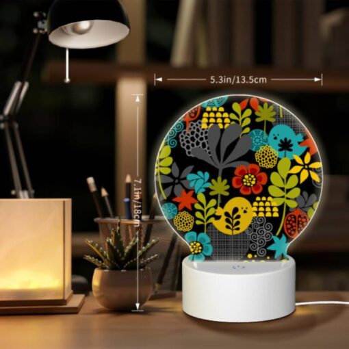 Round Acrylic Night Light, A Colorful Flower Pattern With Yellow -Nuas Diy Shop 29d5559fe35c1983a4492d29ea430fb3171b2f48