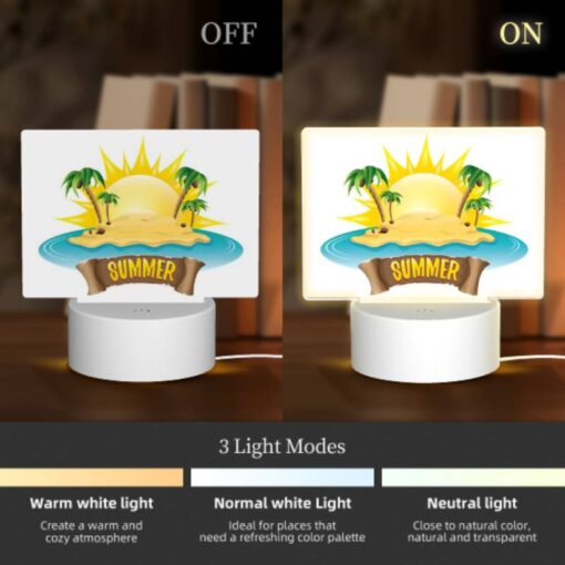 Rectangular Acrylic Night Light, A Sunny Beach With A Palm Tree Logo. -Nuas Diy Shop 29ecf165e6933c14f69adde720a77c4e4be8ae92