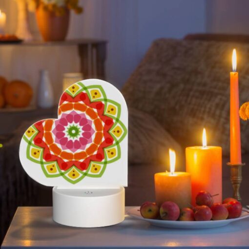 Love Acrylic Night Light, A Colorful Flower With Green And Orange Colors. -Nuas Diy Shop 2ac631ecbe6702db0082965e7cba9ea81802a813