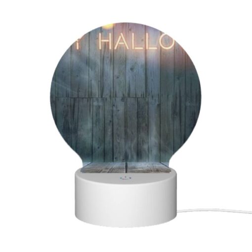 Round Acrylic Night Light, A Sign That Says "Happy Halloween" On A Wooden Wall. -Nuas Diy Shop 2af73f8b37503cea9675ce5146d85aed010cb1ea