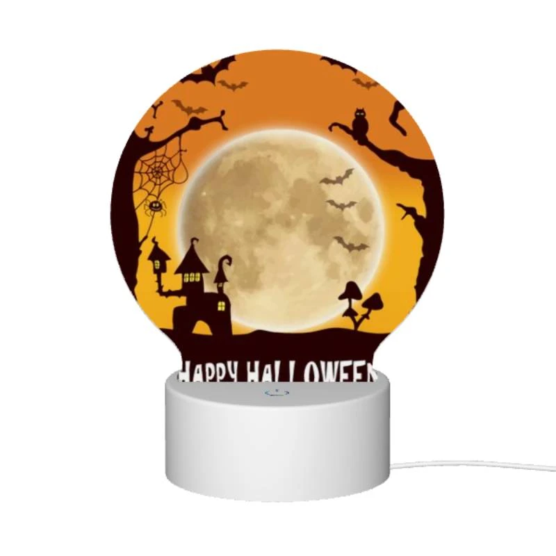 Round Acrylic Night Light, A spooky Halloween scene with a full moon and bats. Round Acrylic Night Light, A Spooky Halloween Scene With A Full Moon And Bats. -Nuas Diy Shop 2bdc7e13f43de405d243eb046956bec0665cb3d9