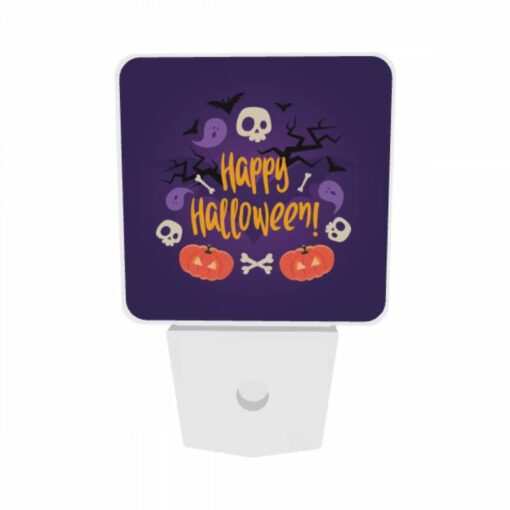 Night Light Set Of 2, A Purple Background With A Halloween Sign And Skeletons. -Nuas Diy Shop 2c5b12c97287911c58d766eb275a91498a52ee1b