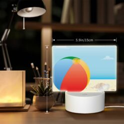 Rectangular Acrylic Night Light, A Colorful Beach Ball Is Sitting On A Sandy Beach. -Nuas Diy Shop 2d30775a52df197af9e93a25d4b2674157302a35