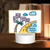 Rectangular Acrylic Night Light, A Cartoon Drawing Of A Beach With A Palm Tree And A Road. -Nuas Diy Shop 2d408019adc6f83e3e7b23b07dab70db30b9070a