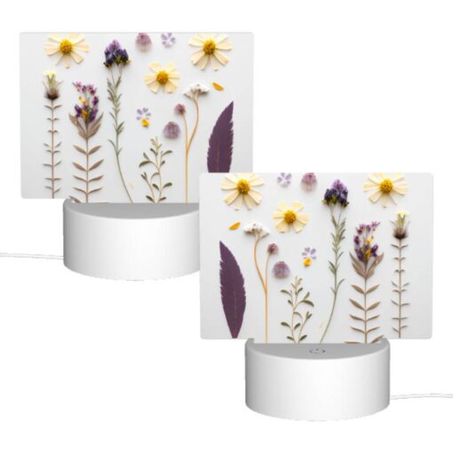 Rectangular Acrylic Night Light, A Collection Of Flowers And Leaves On A White Background. -Nuas Diy Shop 2d7004784e52a992db2fa42cc4d71a2a55dba8d8