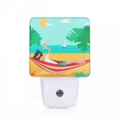Night Light, A Man Is Sitting On A Beach Chair