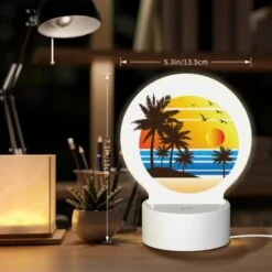 Round Acrylic Night Light, A Sunset With Palm Trees And Birds. -Nuas Diy Shop 2dcce9fcbc890fbeb4afe514e974fa0fc7144e04