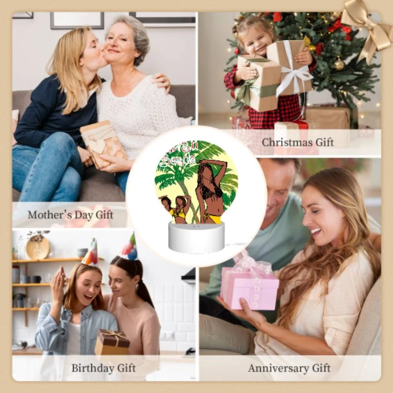 Round Acrylic Night Light, Two women are posing for a picture on a beach. Round Acrylic Night Light, Two Women Are Posing For A Picture On A Beach. -Nuas Diy Shop 2e28cb848c64e69edc02b2a72e0d1c3348a3a6ee