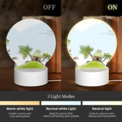 Round Acrylic Night Light, A Cartoon Of A Hill With A Palm Tree And A Bottle Of Wine. -Nuas Diy Shop 2ee669b8763c338ad67ccf566efc0dacc982c989