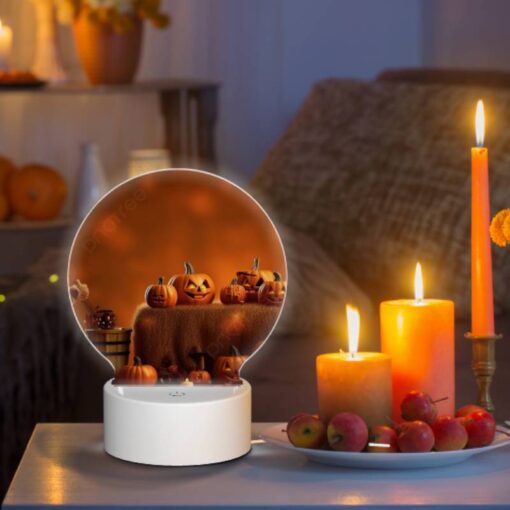 Round Acrylic Night Light, A Table Full Of Pumpkins And Gourds. -Nuas Diy Shop 2f2d5b64e710d766a30fe32f4ce3eb601a76169d