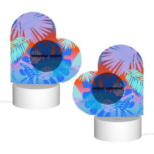 Love Acrylic Night Light, A Colorful Image Of Palm Trees And A Blue Circle With The Words "Enjoy Summer" Written On It. -Nuas Diy Shop 2f3f795ca5b1e0c85906c2355cde2861017d1e7c