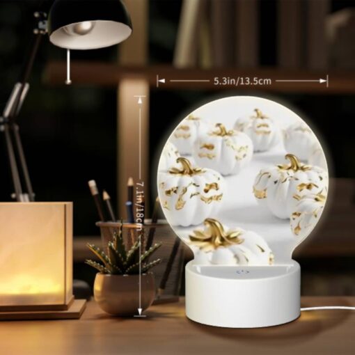 Round Acrylic Night Light, A Group Of Gold And White Pumpkins. -Nuas Diy Shop 2f43943104a50748cc11e6d13356d00e4e3c2622