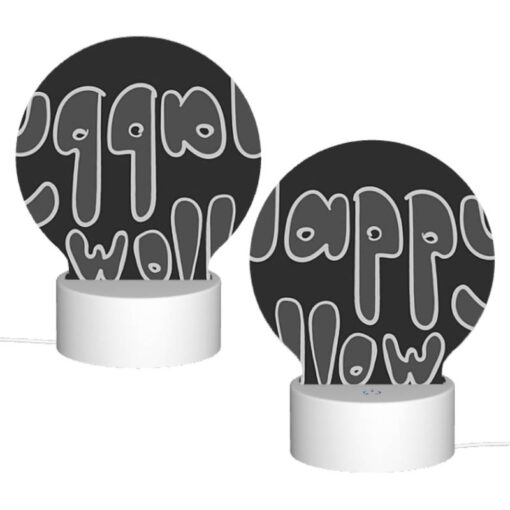 Round Acrylic Night Light, A Black And White Sign That Says "Happy Halloween". -Nuas Diy Shop 2f446efb20e63919a8649f3c413d0e507d50fb4c