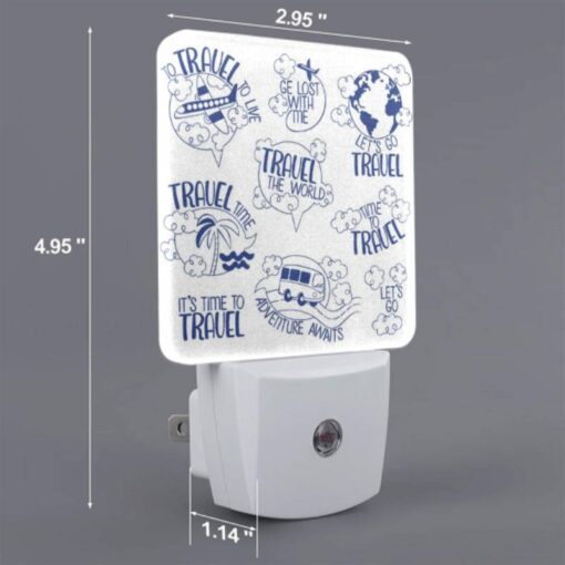 Night Light Set Of 2, A Collection Of Travel Stickers With Phrases Like "It's Time To Travel" And "Adventure Awaits." -Nuas Diy Shop 2faa7bd3d9c283a86c0c7be86106923a53e6148c