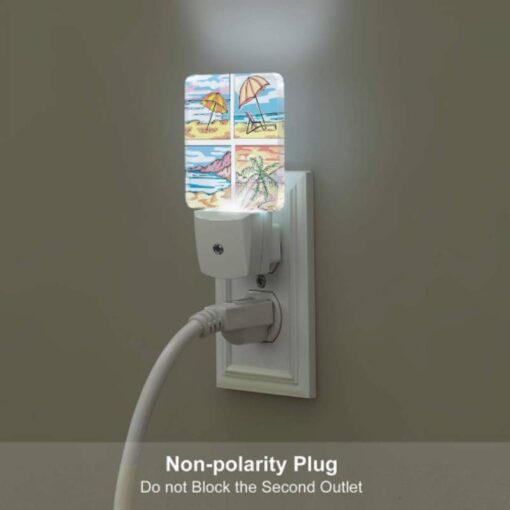 Night Light Set Of 2, A Series Of Four Pictures Of A Beach With Umbrellas And Chairs. -Nuas Diy Shop 2fe3458889dd6c4cc6946134973defd744700451