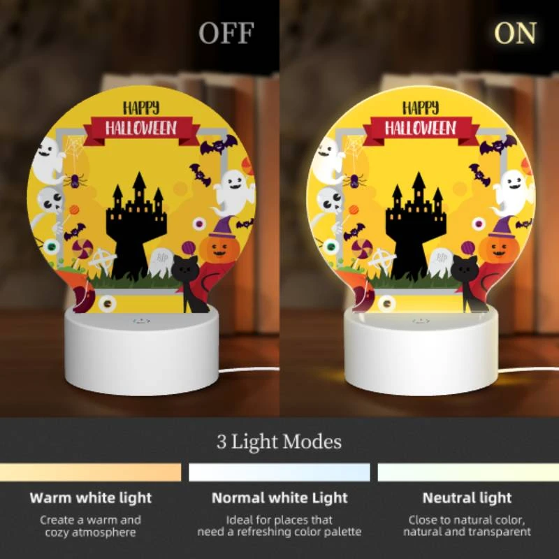 Round Acrylic Night Light, A colorful Halloween scene with a castle Round Acrylic Night Light, A Colorful Halloween Scene With A Castle -Nuas Diy Shop 2ff841074eb5f0583817bf9837cde65f0359e5cd