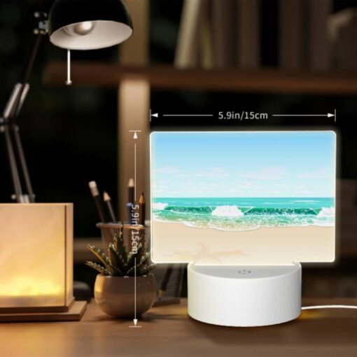 Rectangular Acrylic Night Light, A Beautiful Beach Scene With A Blue Ocean And A Palm Tree. -Nuas Diy Shop 304e4d60a0a562478d0a526cda680f46df914275