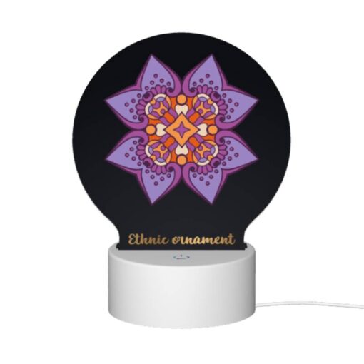 Round Acrylic Night Light, A Purple And Orange Flower With A Yellow Center. -Nuas Diy Shop 306f5858e4c938d32459aee0156701844b40fdb8