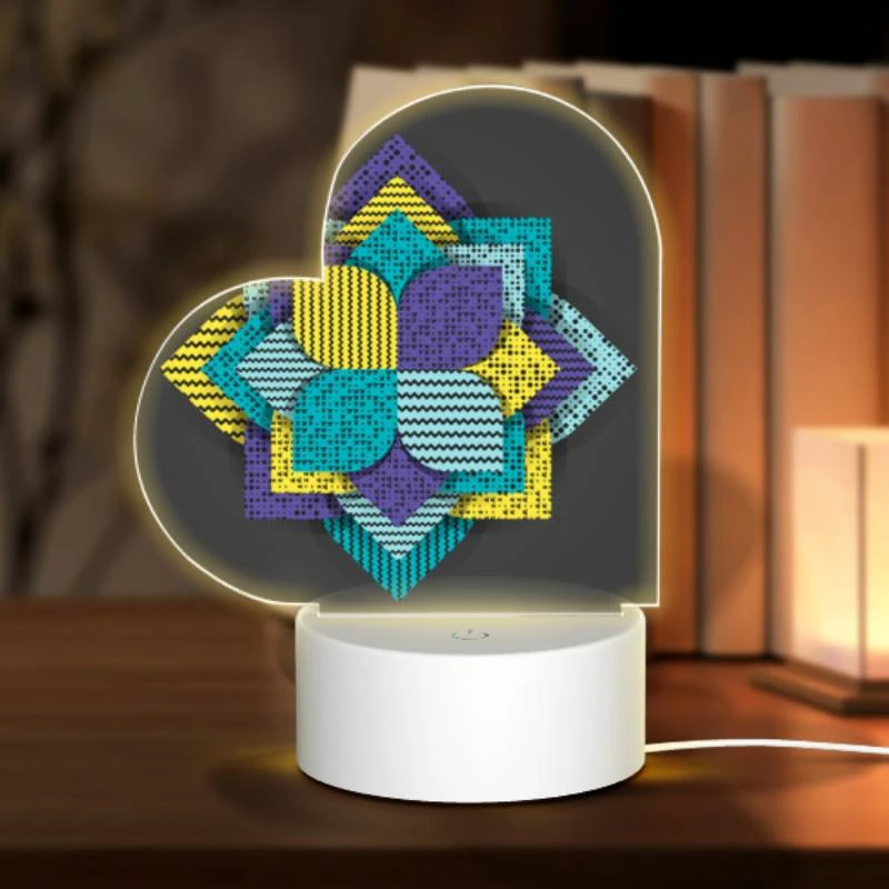 Love Acrylic Night Light, A colorful geometric pattern is displayed on a black background. Love Acrylic Night Light, A Colorful Geometric Pattern Is Displayed On A Black Background. -Nuas Diy Shop 30ffb635ff90ea60670282cb420b9f30d5548354