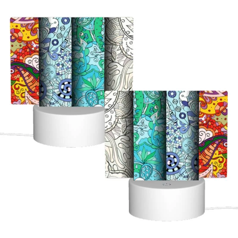 Rectangular Acrylic Night Light, Three colorful designs of flowers are displayed on a wall. Rectangular Acrylic Night Light, Three Colorful Designs Of Flowers Are Displayed On A Wall. -Nuas Diy Shop 31019e8c997c325d08ab2337dbaf33533d3f8840