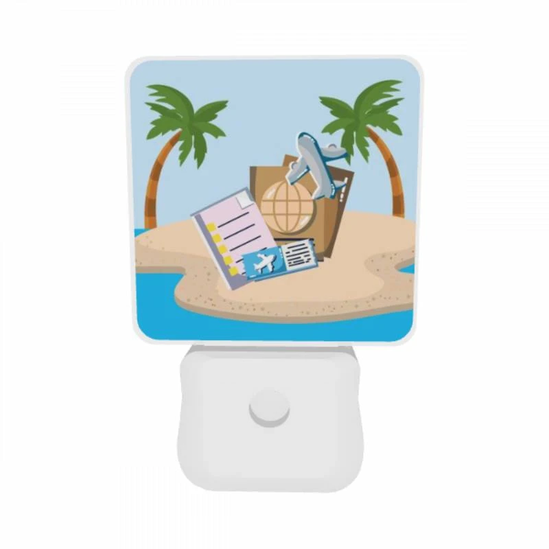 Night Light Set of 2, A collection of travel documents and a suitcase are placed on a sandy beach. Night Light Set Of 2, A Collection Of Travel Documents And A Suitcase Are Placed On A Sandy Beach. -Nuas Diy Shop 311dd262b13b9c5a46ba14df93018b39b55607d9