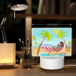 Rectangular Acrylic Night Light, A Woman Is Sitting In A Hammock On The Beach -Nuas Diy Shop 316066168b5345de58141c6ca1b12eefbfff5293