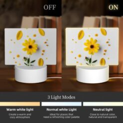 Rectangular Acrylic Night Light, A Yellow Flower With Yellow Petals And Green Leaves Is Placed On A White Surface. -Nuas Diy Shop 31f7713059a031568b7b79db0dcb7dbf69cff624