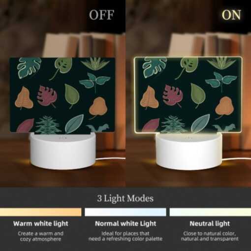 Rectangular Acrylic Night Light, A Collection Of Different Leaf Designs. -Nuas Diy Shop 321006c95feb6223b9f2f0a2f80a798fad5a18c7