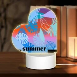 Love Acrylic Night Light, A Colorful Image Of Leaves And Flowers With The Words "Summer Holidays" Written In The Bottom Right Corner.