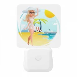 Night Light, A Woman In A White Dress Is Standing On A Beach -Nuas Diy Shop 3258c79229264e90b4fe1dca0ec2a4184903f465