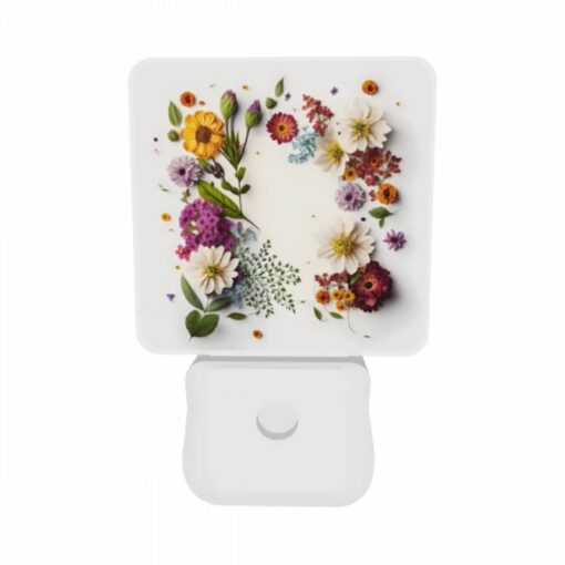 Night Light Set Of 2, A White Square With A Flower Arrangement In The Middle. -Nuas Diy Shop 332432deaaf232bd3f318f9a810ccf0f8dc058c5