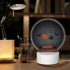 Round Acrylic Night Light, A Halloween Decoration With A Pumpkin And A Bat. -Nuas Diy Shop 333a4bb6619f2bf14954f86cef856025afae2d15