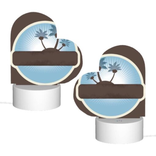 Love Acrylic Night Light, A Brown And White Circle With A Picture Of A Palm Tree On It. -Nuas Diy Shop 33538ee19e34f761d992b96398a99b3ca93eb178